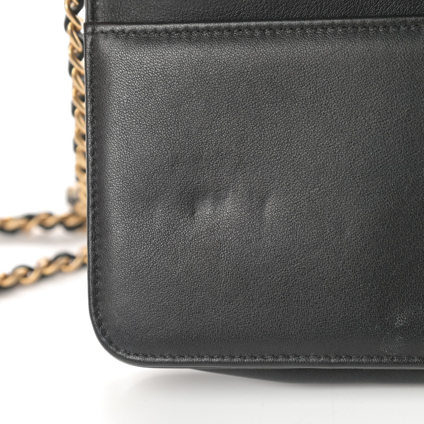 Calfskin Quilted Chain Around Boy Wallet On Chain WOC Black