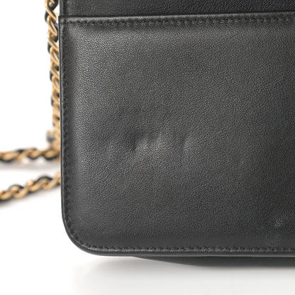Chanel Calfskin Quilted Chain Around Boy Wallet On Chain WOC Black 12 of 14