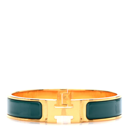 Hermes Enamel Narrow Clic Clac H Bracelet PM Malachite 1 of 5