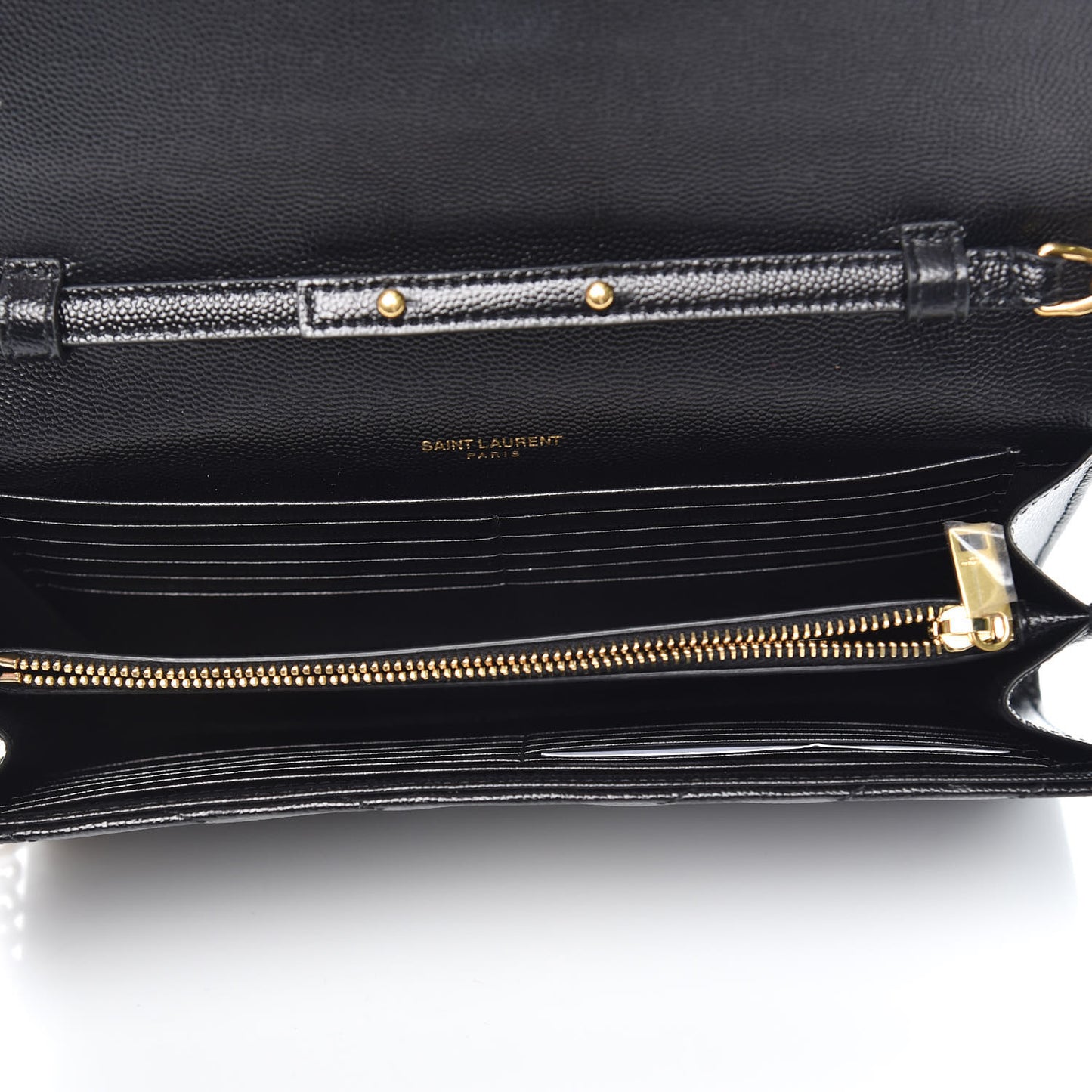 Grain De Poudre Matelasse Chevron Monogram Chain Wallet Black