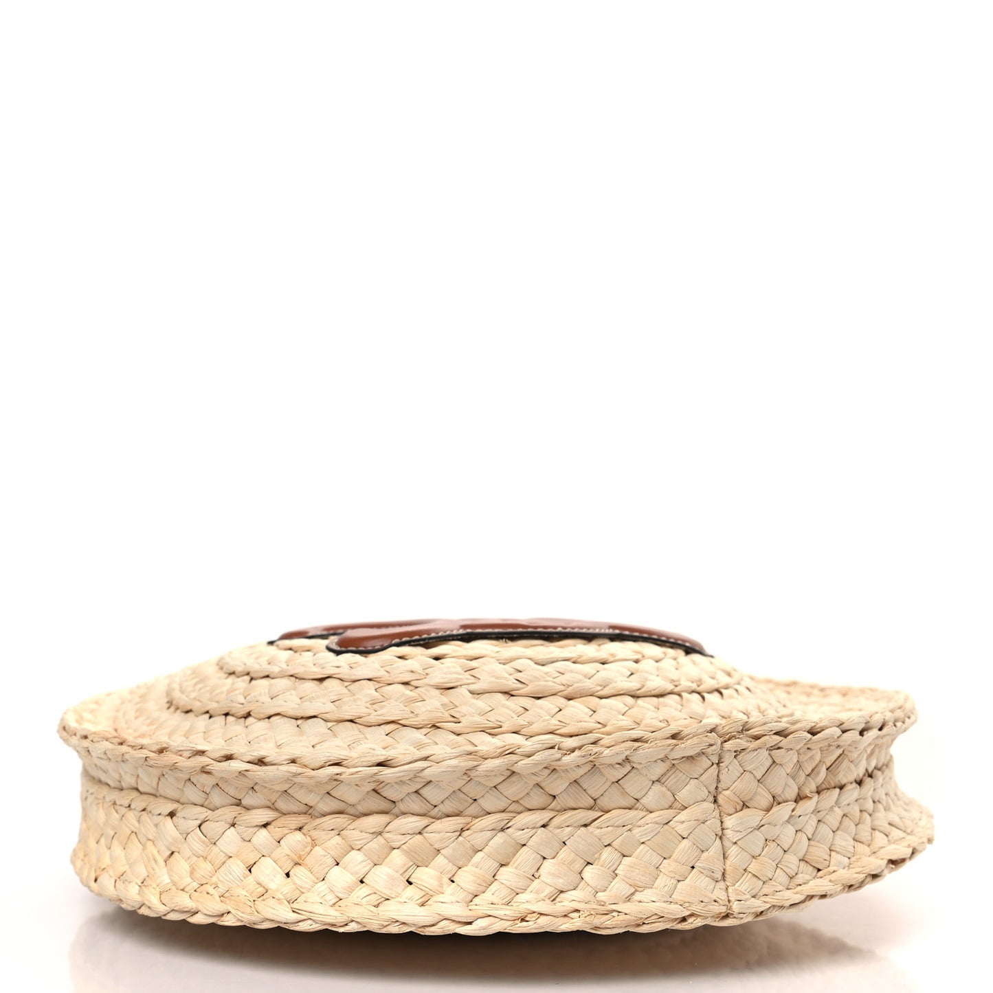 Raffia Calfskin Small Round Bag Natural Tan