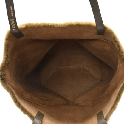 Loewe Shearling Medium Puzzle Fold Tote Dark Khaki 5 of 9