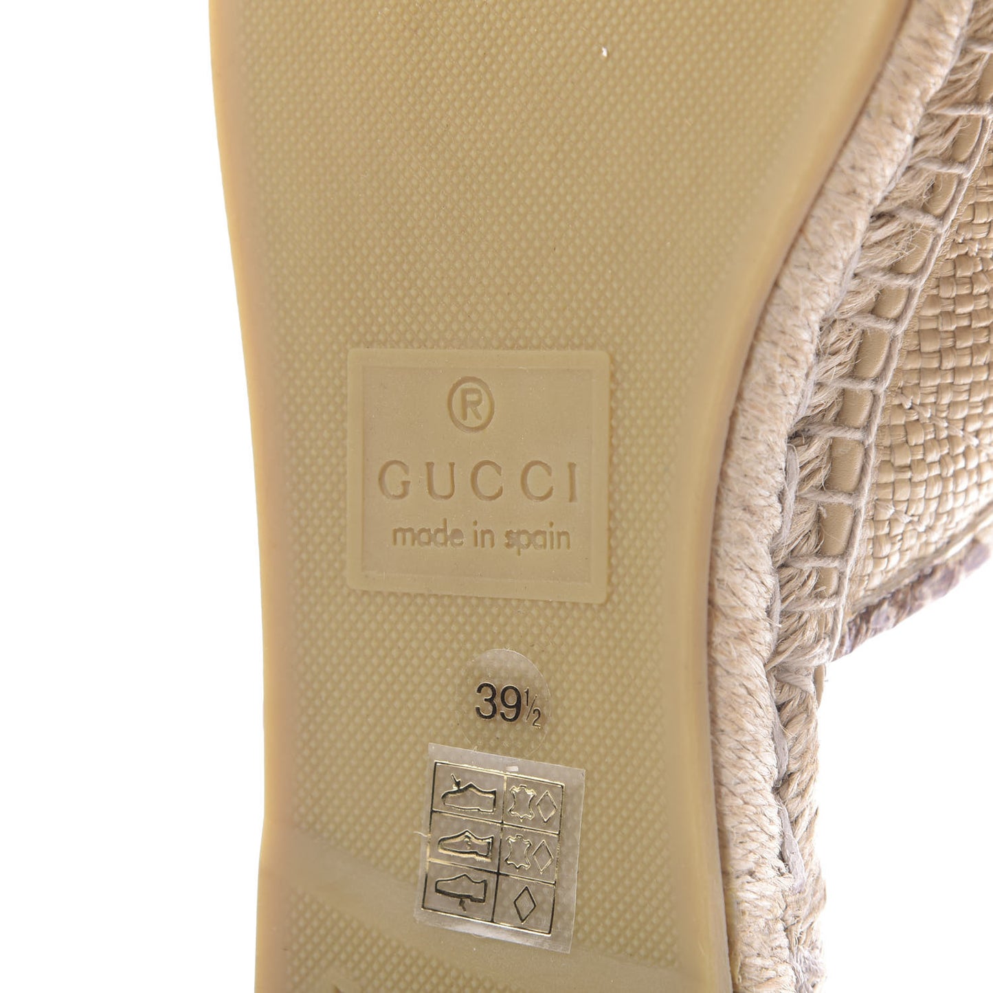 Straw Elaphe Matelasse GG Marmont Espadrille Slippers 39.5 Natural Cream Brown