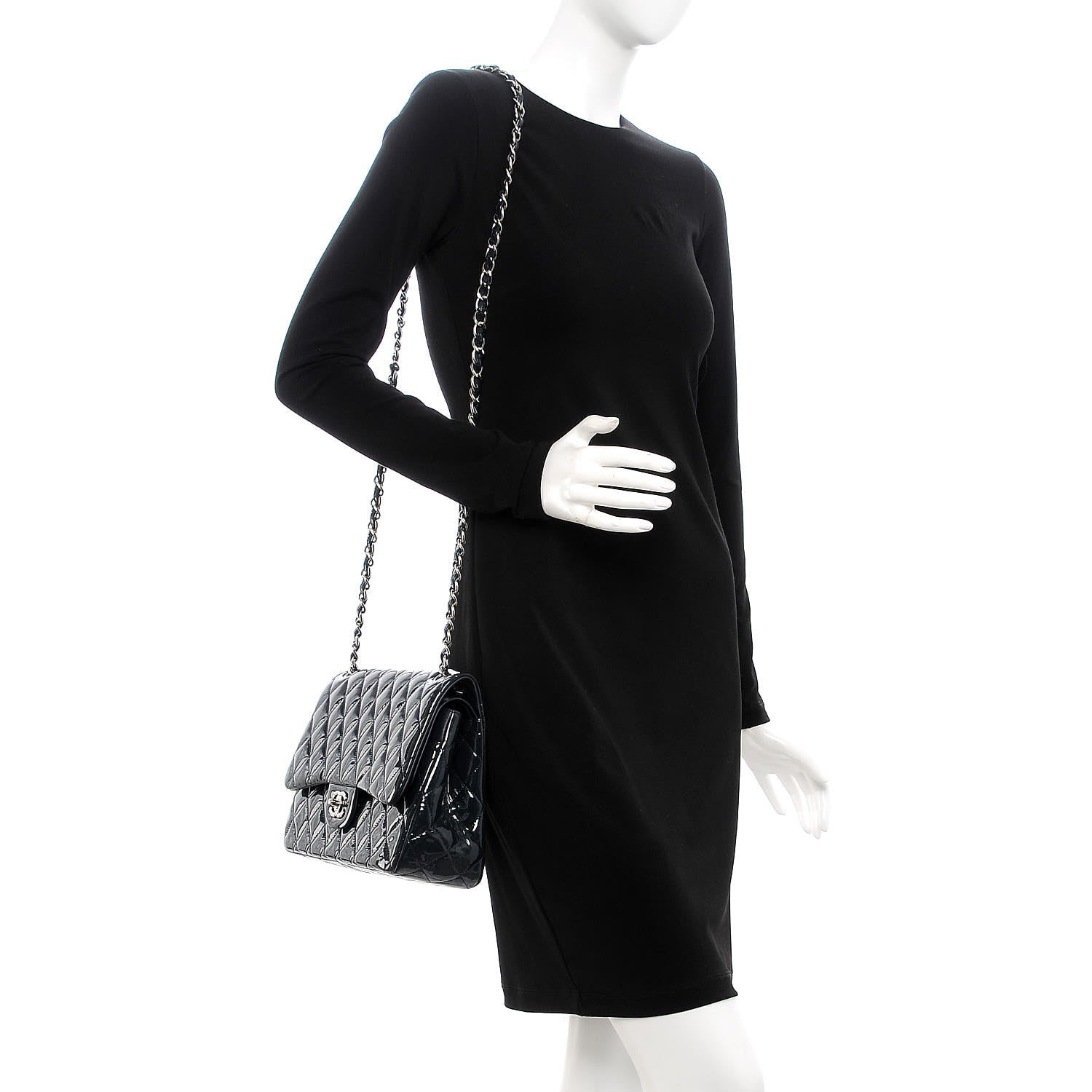 Chanel Patent Quilted Jumbo Double Flap Navy 2 of 11