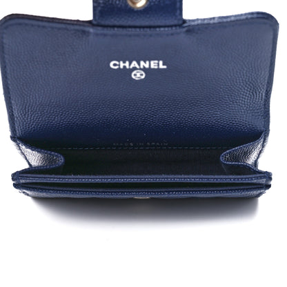 Chanel Caviar Quilted Flap Card Holder Navy Blue 5 of 11
