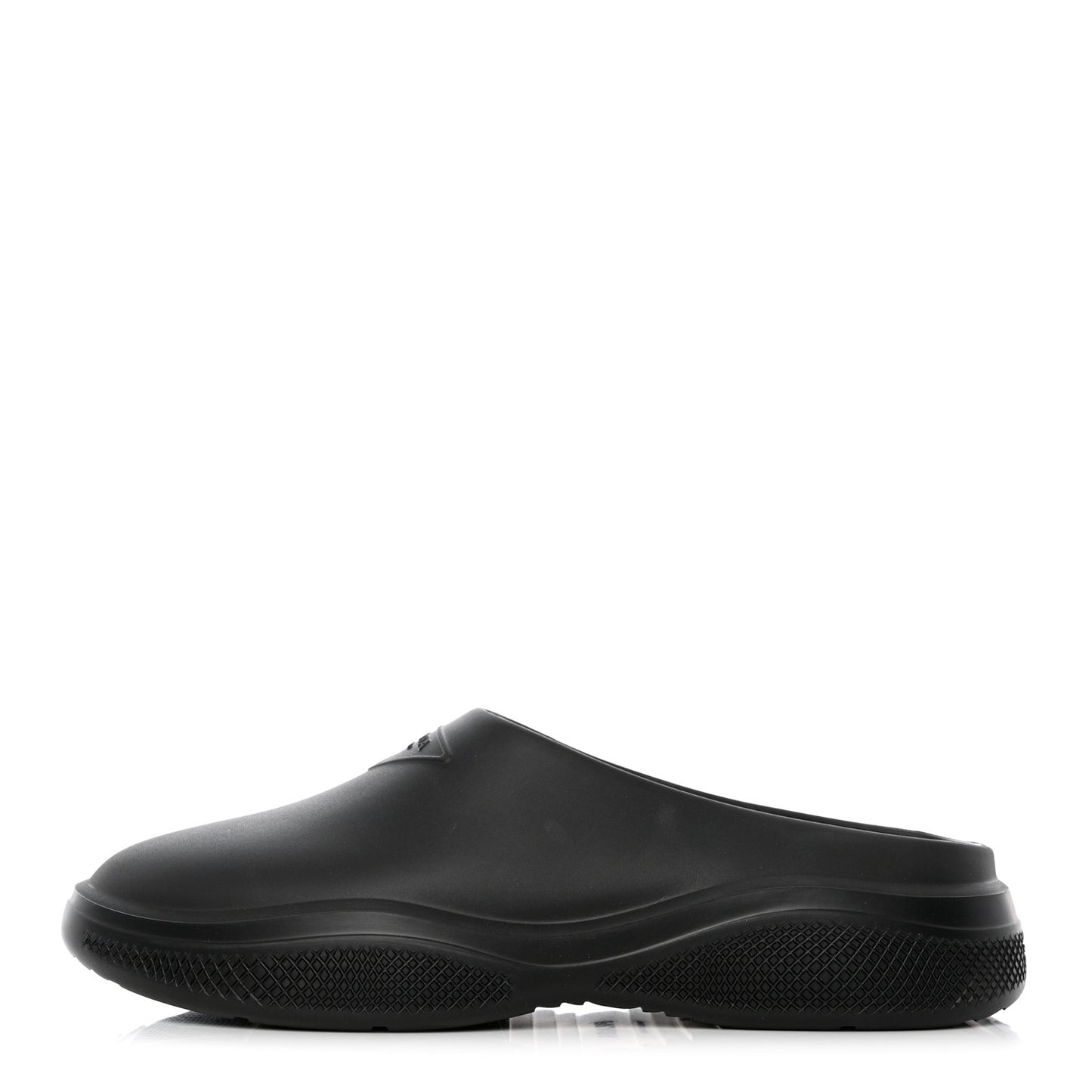 Soft Mellow Rubber Triangle Logo Embossed Mens Mules 42 Black