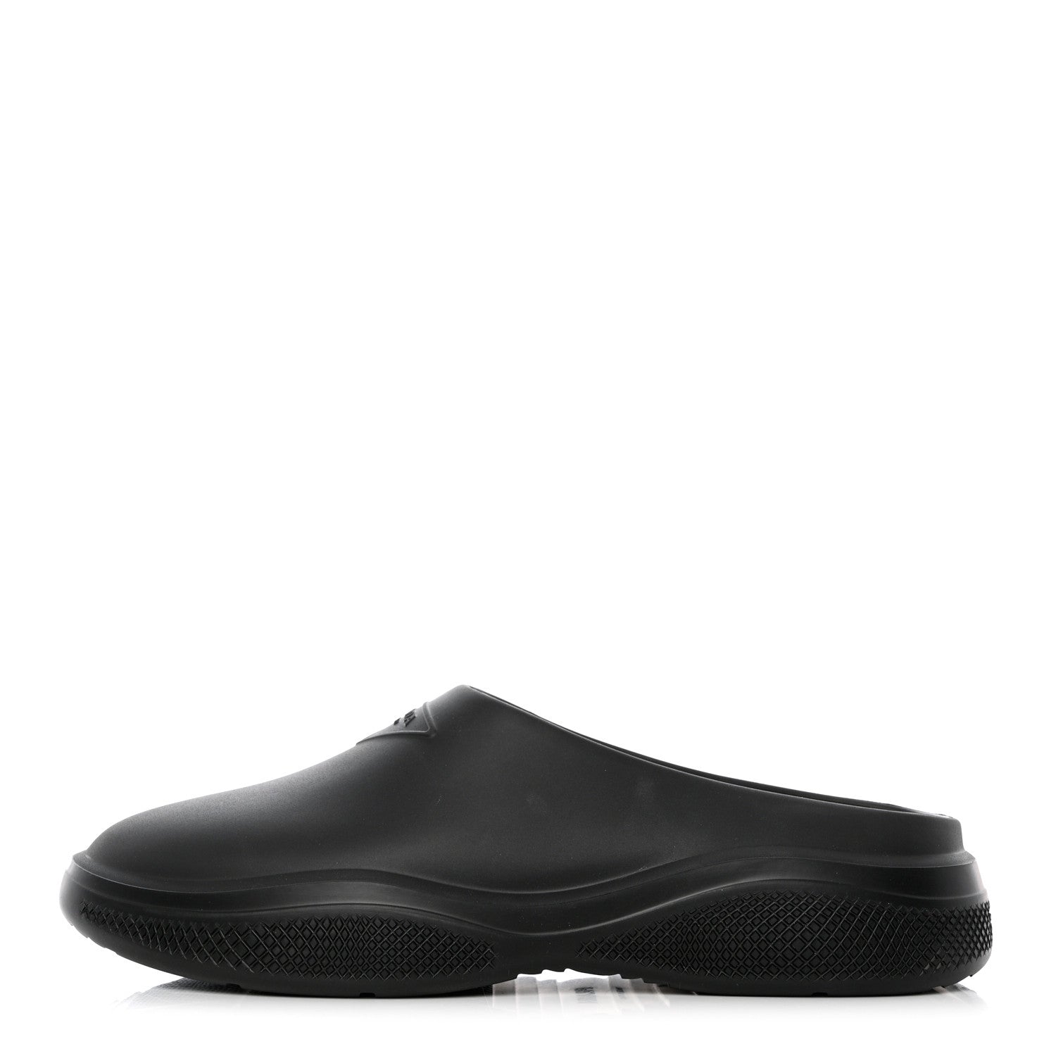 Prada Soft Mellow Rubber Triangle Logo Embossed Mens Mules 42 Black 1 of 10