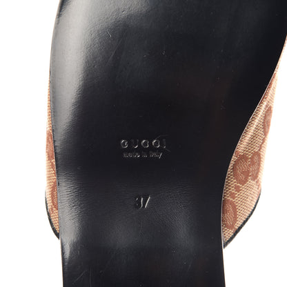Gucci X MLB Monogram NY Yankees Embroidered Womens GG Slippers 37 Beige Ruggine 6 of 8