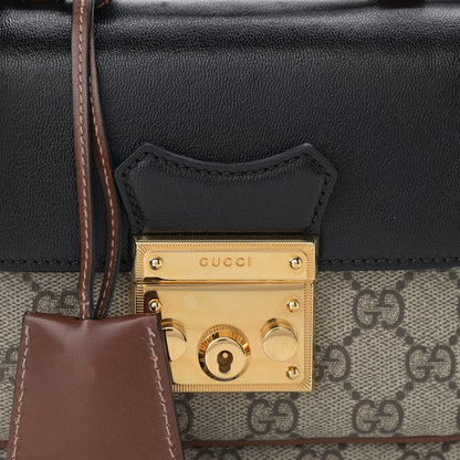 Gucci GG Supreme Monogram New Sakai Lux Calfskin Mini Padlock Flap Pocket Shoulder Bag Beige Ebony Black Cuir 8 of 12