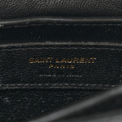 Saint Laurent Calfskin Crocodile Embossed Mini Classic Monogram Cassandra Top Handle Black 6 of 12
