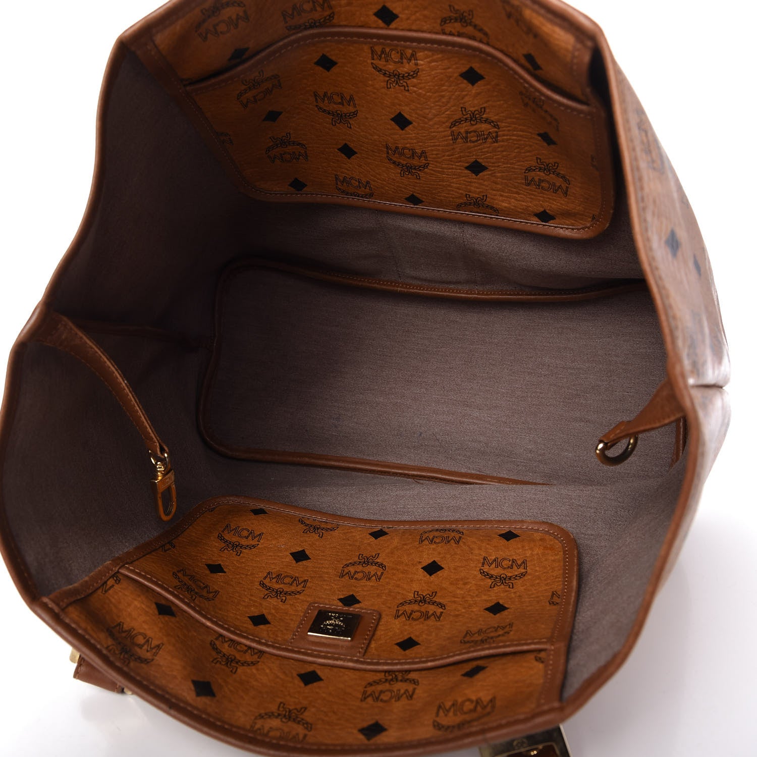 MCM Visetos Rudic Shopper Tote Cognac Orange 5 of 9