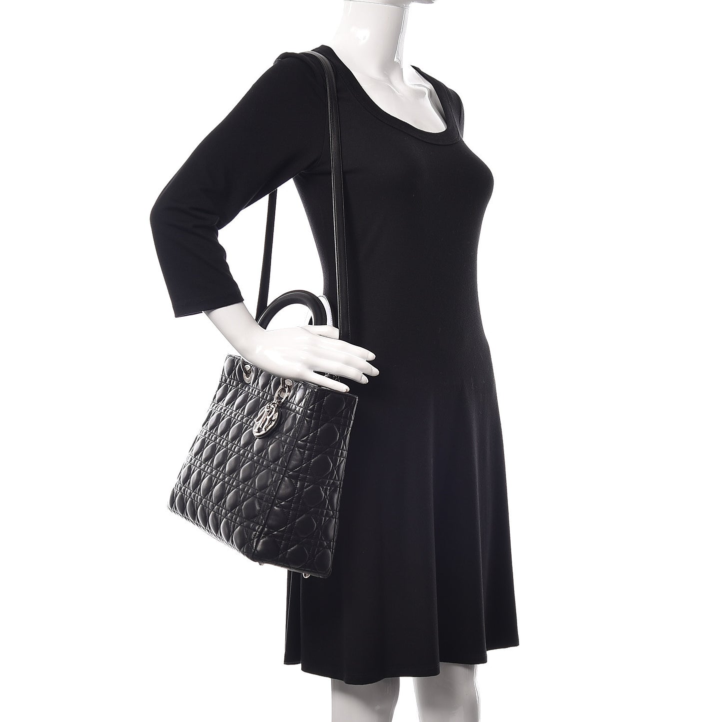 Lambskin Cannage Large Lady Dior Black