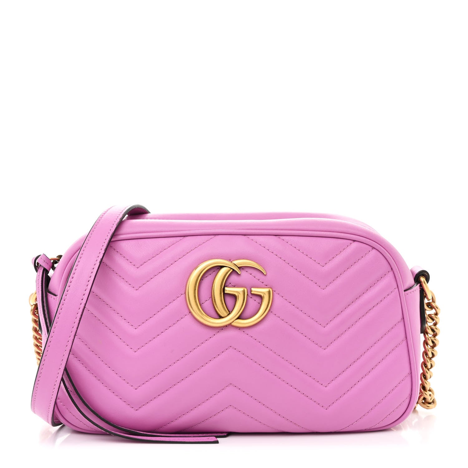 Gucci Calfskin Matelasse Small GG Marmont Chain Shoulder Bag Candy Mousse 1 of 11