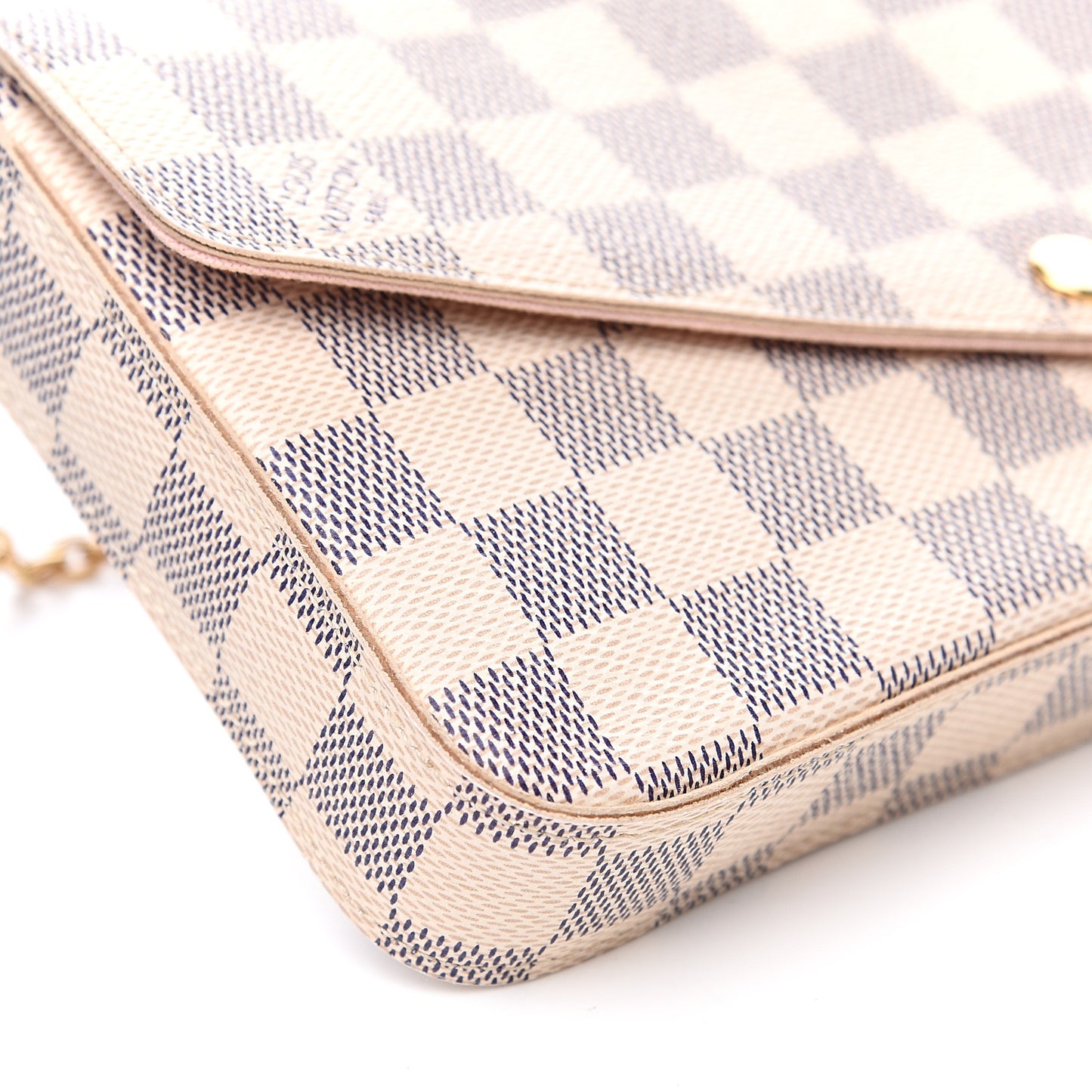 Damier Azur Pochette Felicie Chain Wallet Rose Ballerine