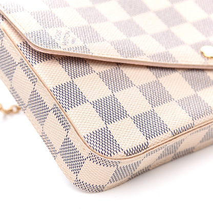 Louis Vuitton Damier Azur Pochette Felicie Chain Wallet Rose Ballerine 8 of 10