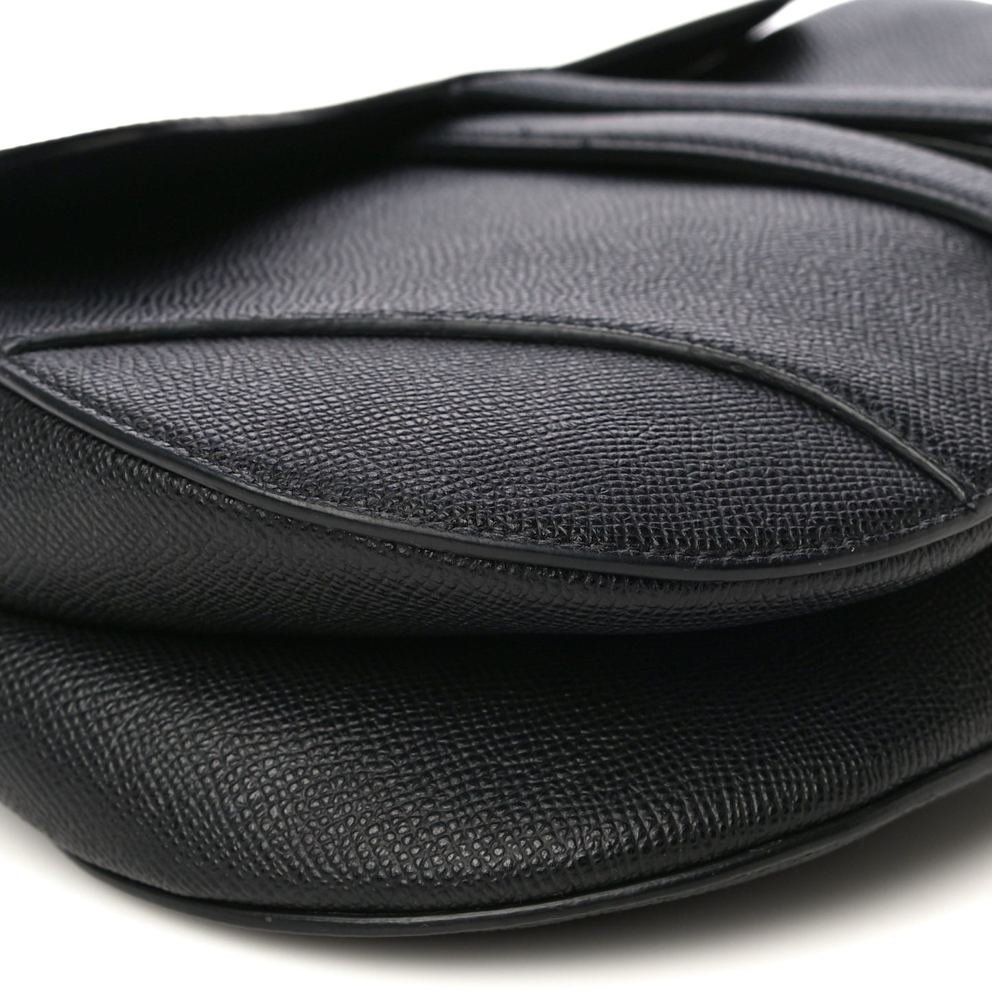 Grained Calfskin Saddle Bag Black