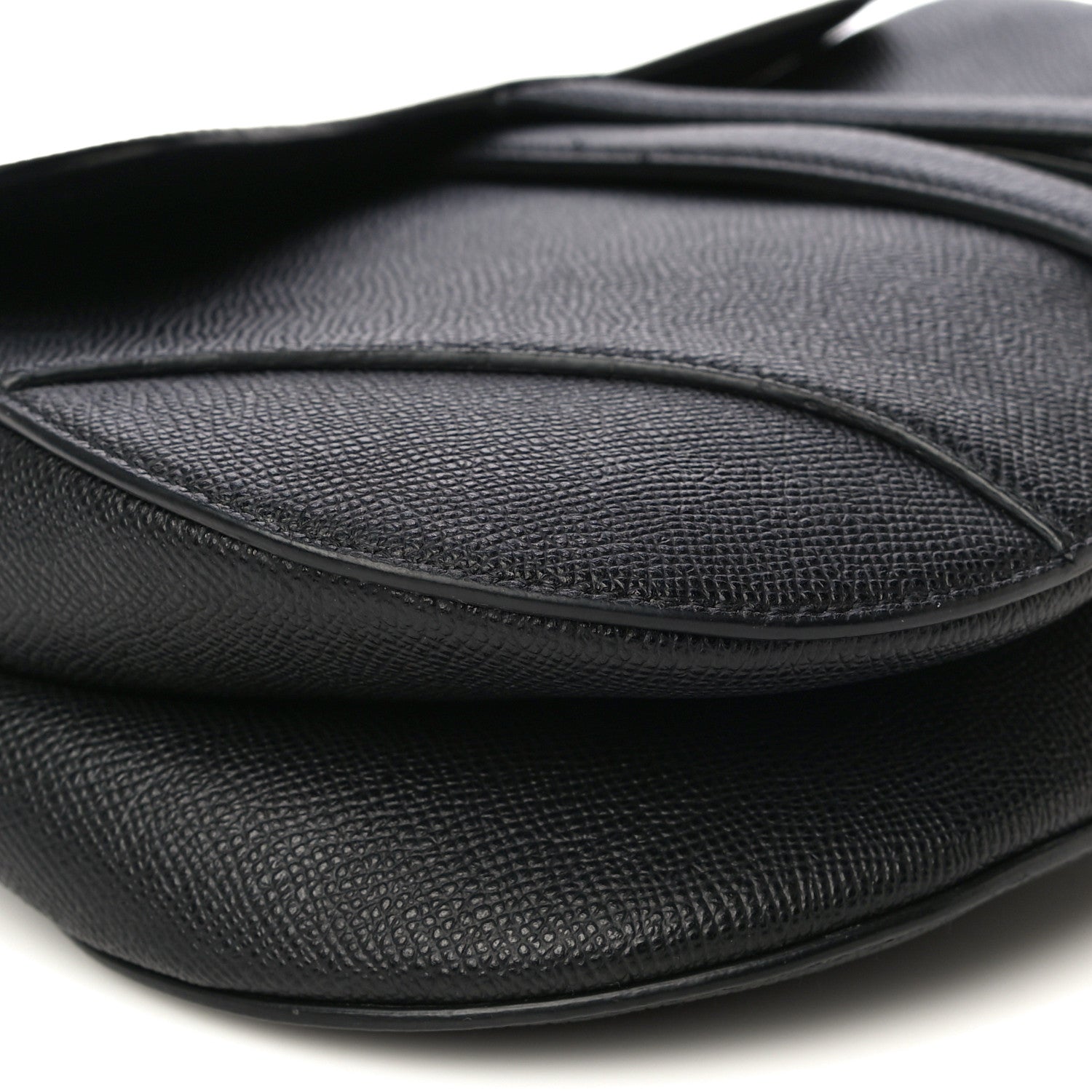 Christian Dior Grained Calfskin Saddle Bag Black 10 of 15