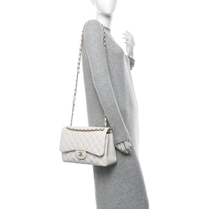 Chanel Caviar Quilted Jumbo Double Flap White 2 of 10