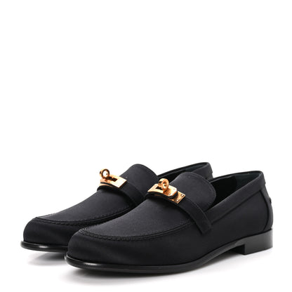 Hermes Satin Womens Destin Loafers 38 Black 3 of 9
