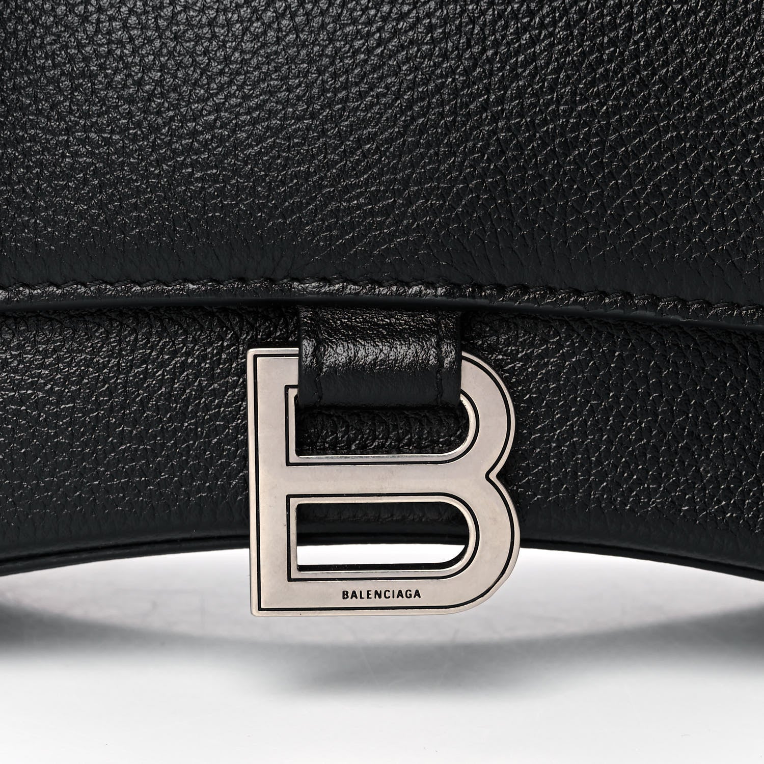 Balenciaga Grained Calfskin Small Hourglass Top Handle Bag Black 7 of 9