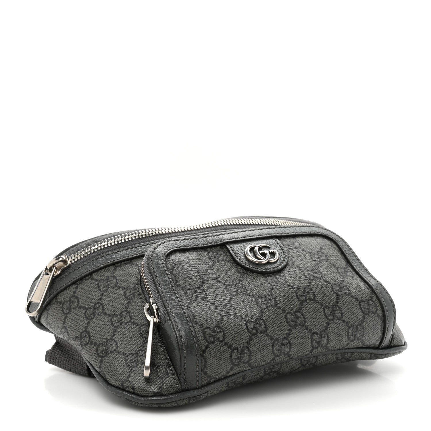 Gucci GG Supreme Monogram Textured Dollar Calfskin Ophidia Belt Bag Grey Black Graphite Grey 4 of 12
