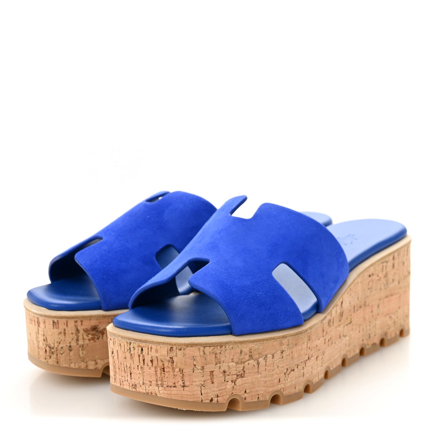 Suede Goatskin Cork Eze 30 Sandals 39 Bleu Ocean