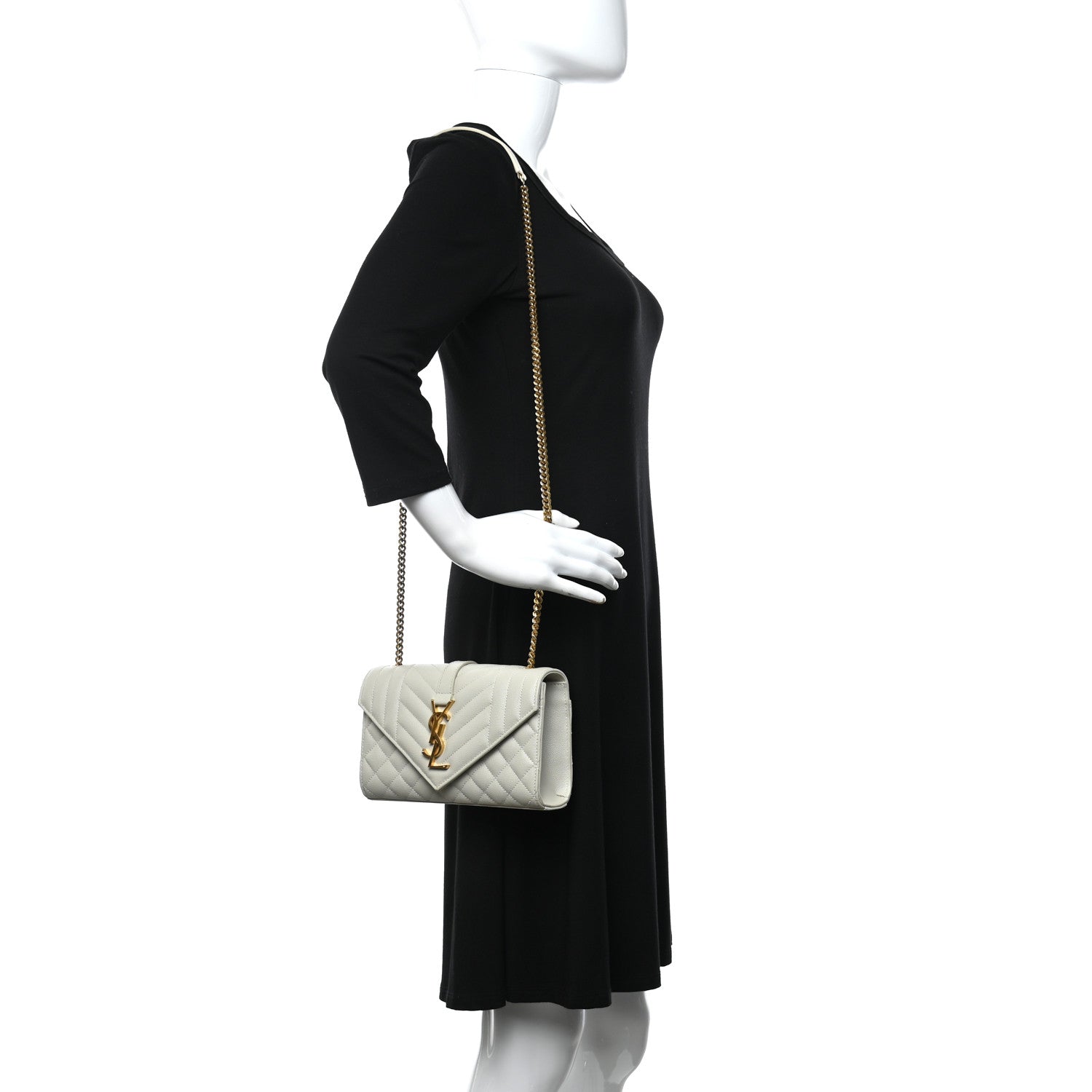 Saint Laurent Grain De Poudre Textured Mixed Matelasse Triquilt Small Monogram Satchel Crema Soft 2 of 13