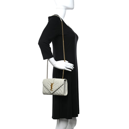 Saint Laurent Grain De Poudre Textured Mixed Matelasse Triquilt Small Monogram Satchel Crema Soft 2 of 13