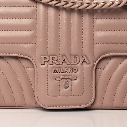 Prada Soft Calfskin Impunture Diagramme Monochrome Medium Chain Flap Shoulder Bag Cipria 7 of 15
