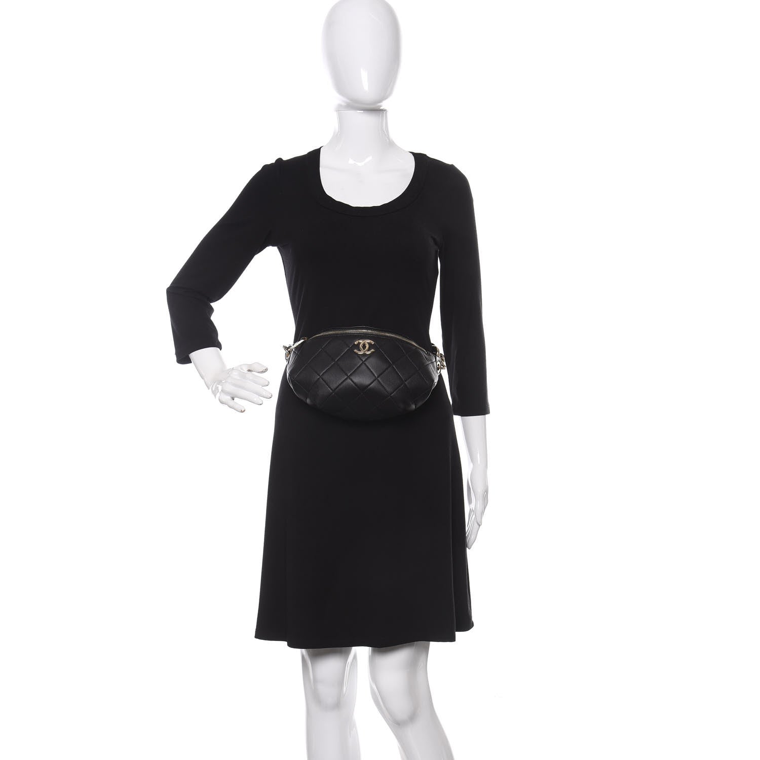 Chanel Lambskin Quilted Waist Belt Bag Black 2 of 11