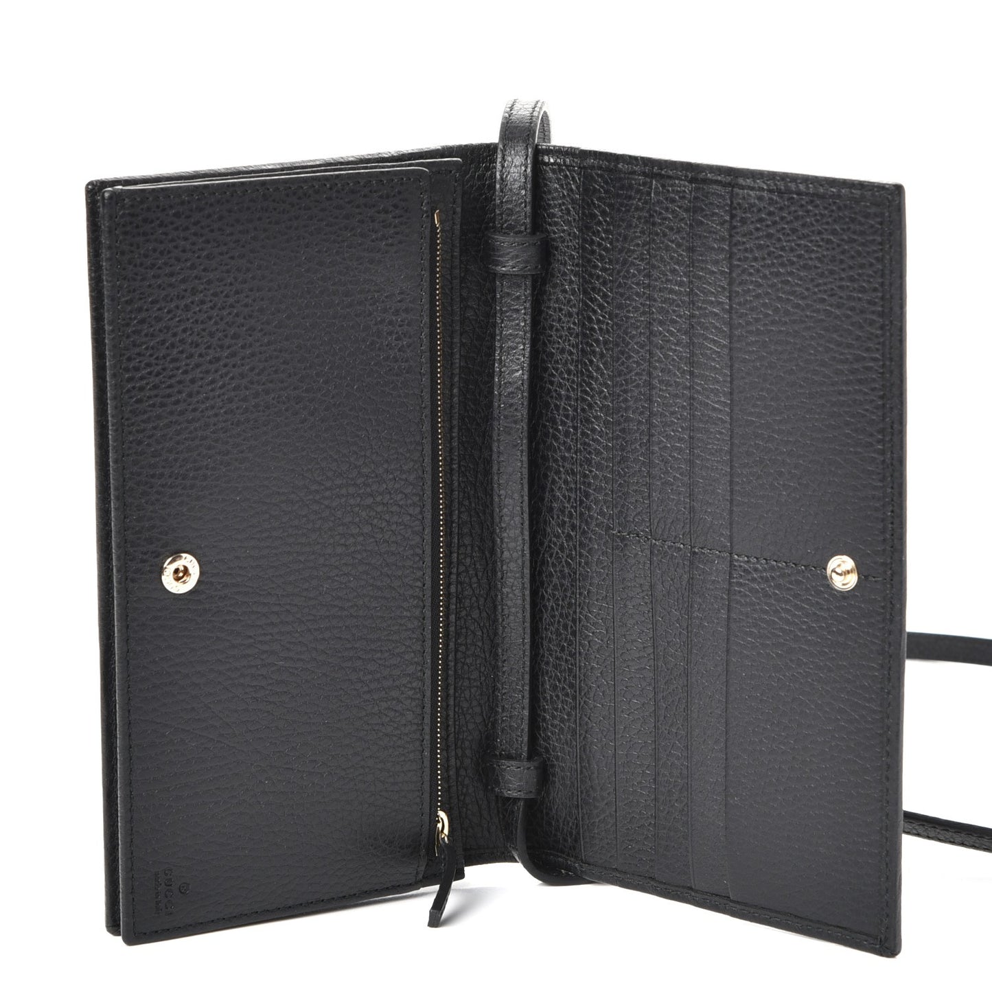 Dollar Calfskin Mini Swing Wallet Bag Black