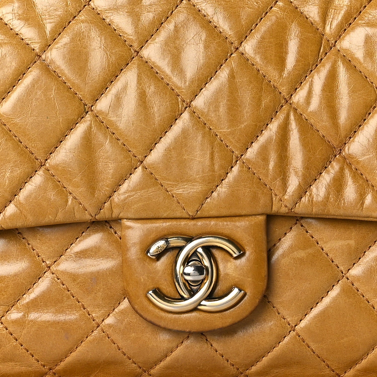 Chanel Glazed Calfskin Castle Rock Medium Flap Yellow 8 of 20