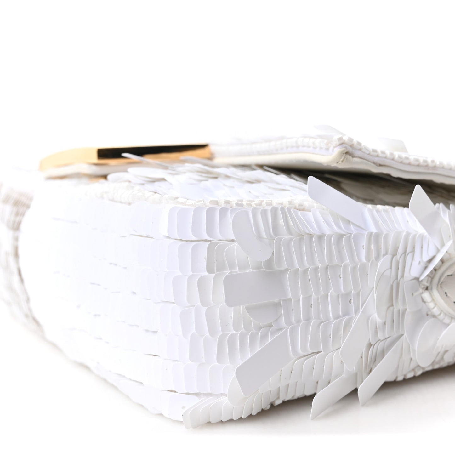 Sequin Paillettes Vitello Grace Sex and the City Mini Baguette White