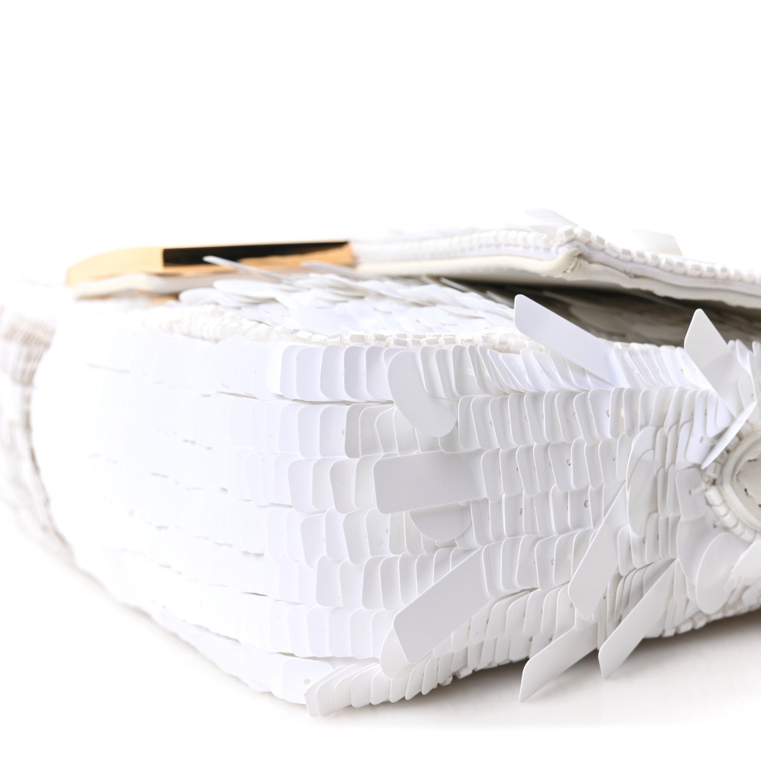 Fendi Sequin Paillettes Vitello Grace Sex and the City Mini Baguette White 10 of 10