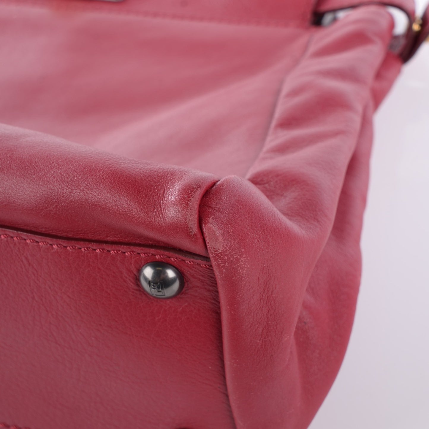 Vitello Suede Medium Peekaboo Iconic Satchel Rubino Peonia