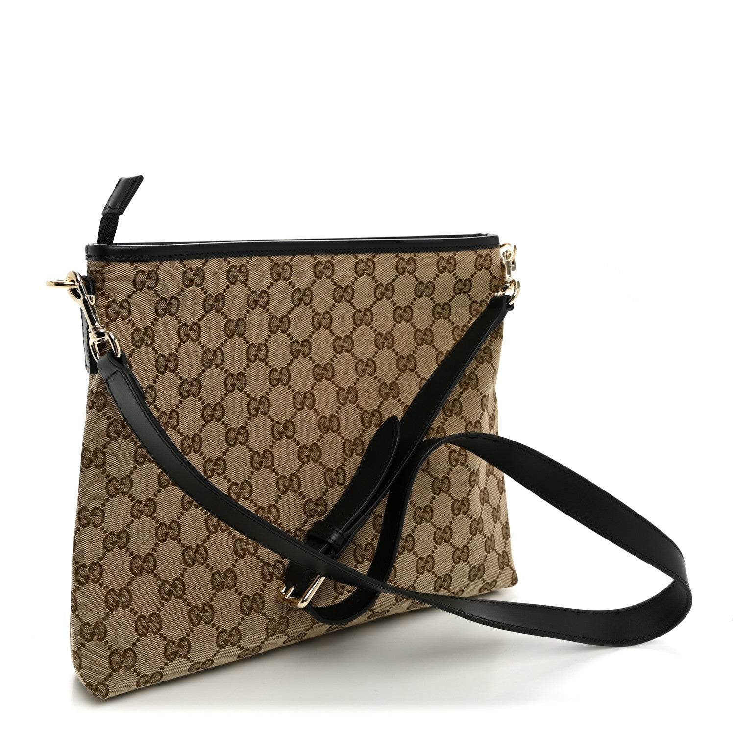 Gucci GG Monogram Web Flat Messenger Bag Black 2 of 9