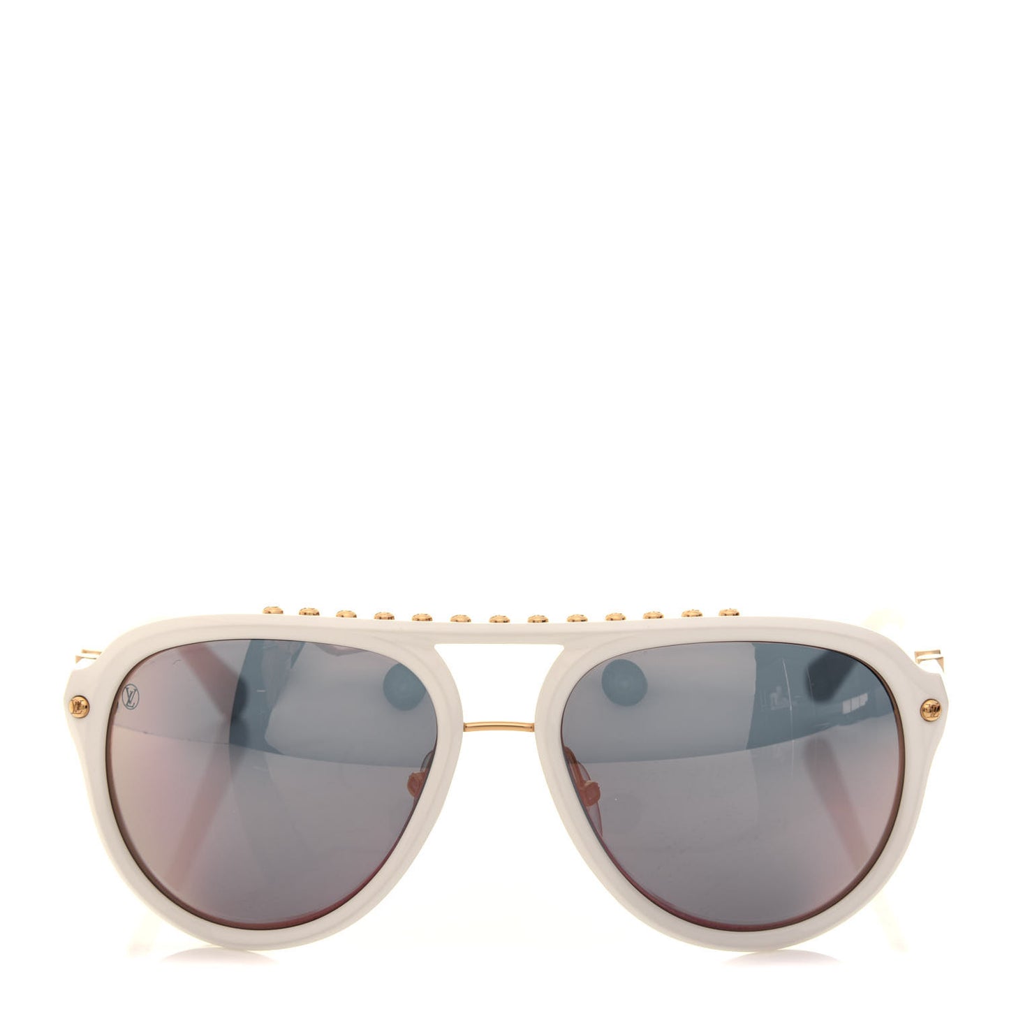 Acetate Aviator Serpico Studded Sunglasses Z2357W White