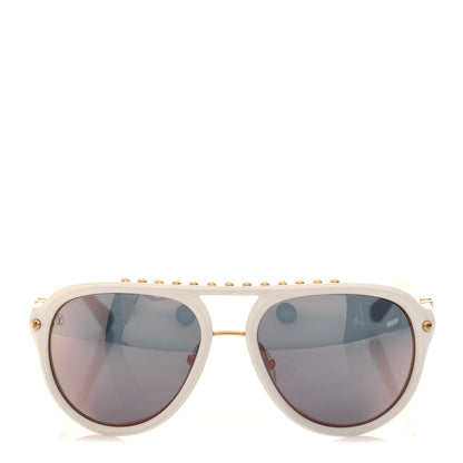 Louis Vuitton Acetate Aviator Serpico Studded Sunglasses Z2357W White 2 of 9