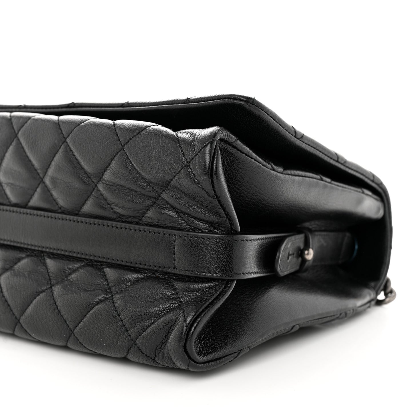 Goatskin Quilted Large City Rock Flap Black