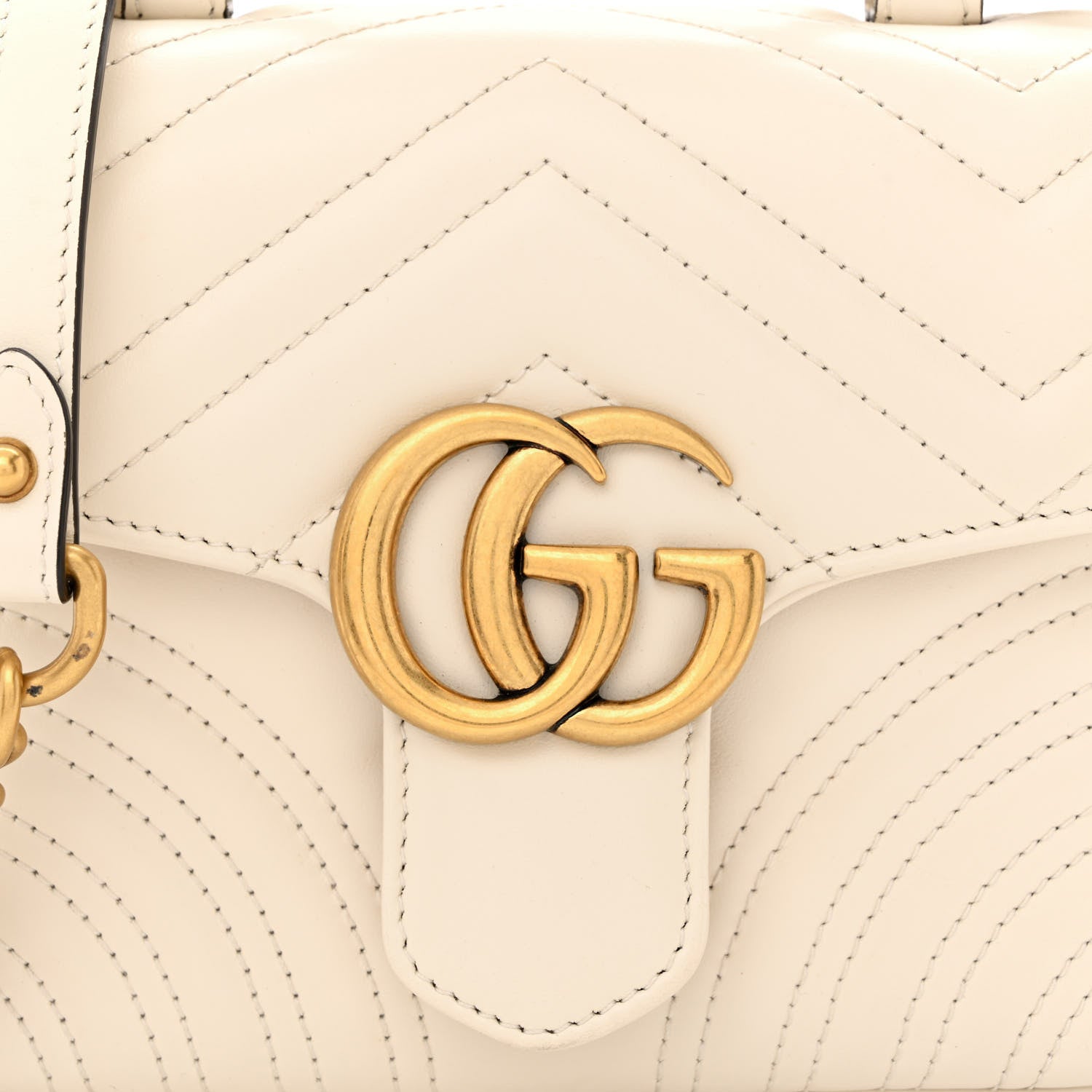 Gucci Calfskin Matelasse Mini GG Marmont Top Handle Shoulder Bag White 9 of 13