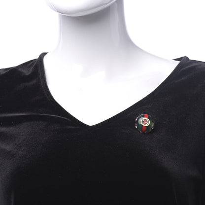 Gucci Crystal Resin Sylvie Vintage Web Brooch Green Red 4 of 5