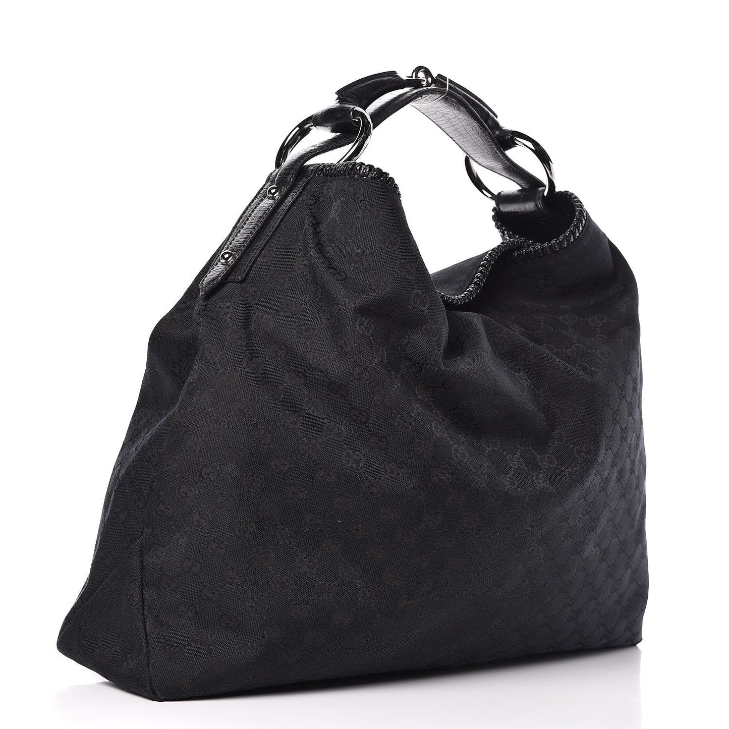 Monogram Large Horsebit Chain Hobo Black