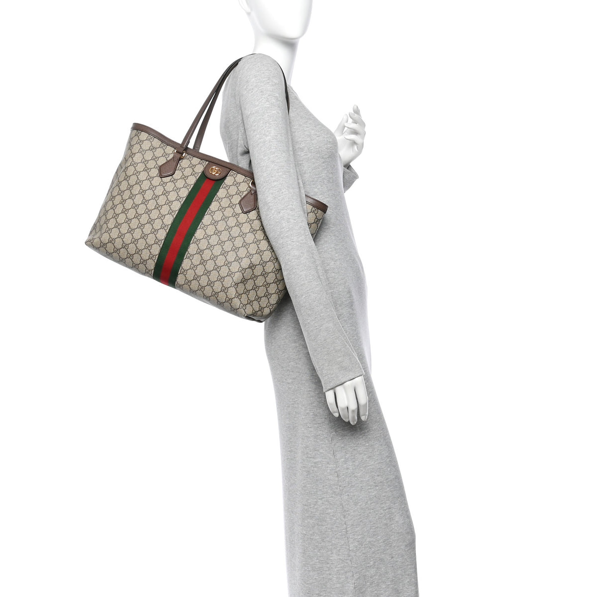 GG Supreme Monogram Medium Ophidia Shopping Tote Brown