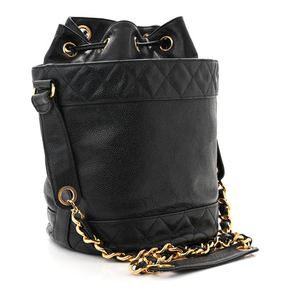 Chanel Caviar Drawstring Bucket Shoulder Bag Black 4 of 14