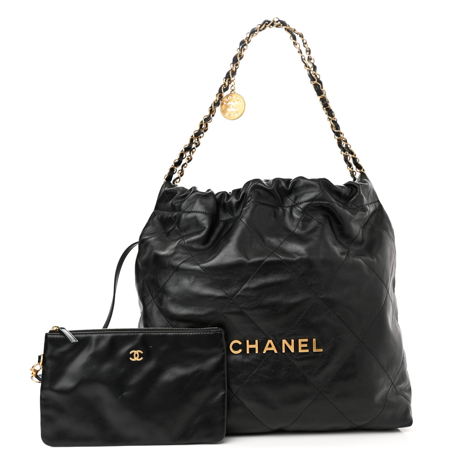Chanel Shiny Calfskin Quilted Small Chanel 22 Black 1 of 11
