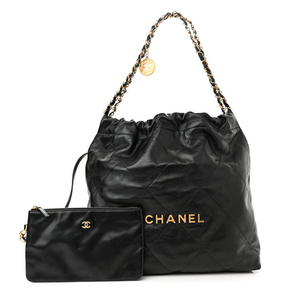 Chanel Shiny Calfskin Quilted Small Chanel 22 Black 1 of 11