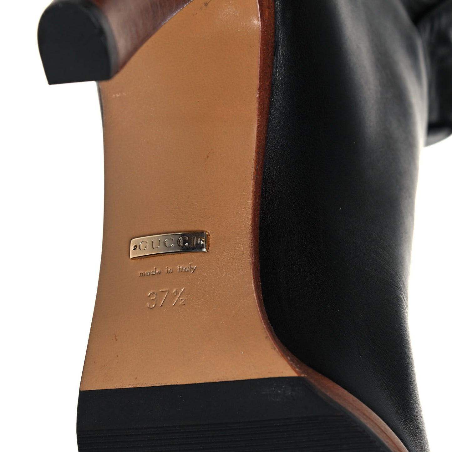 Deauville Calfskin Cinched Knee High Boots 37.5 Black
