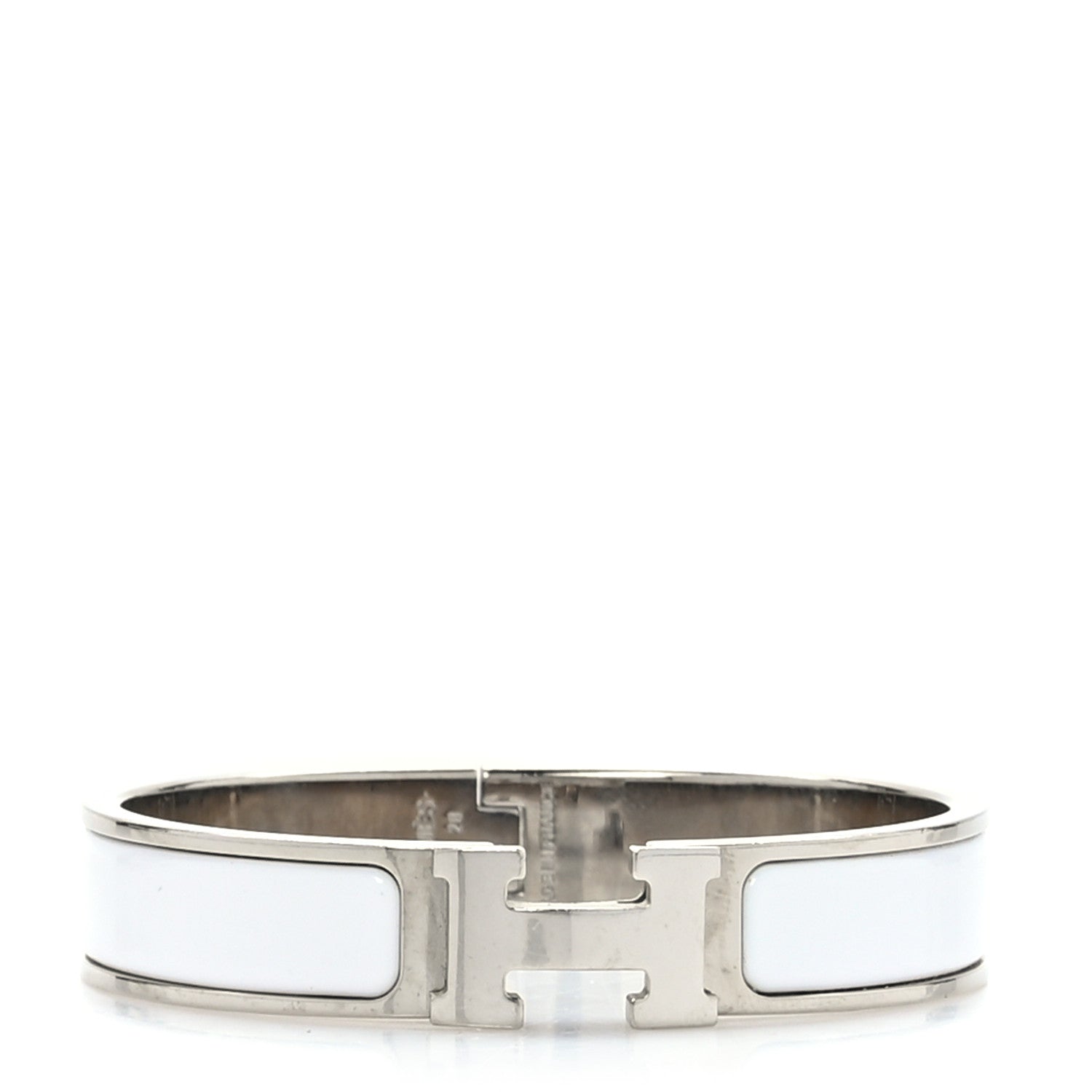 Hermes Enamel Narrow Clic Clac H Bracelet PM White 1 of 5
