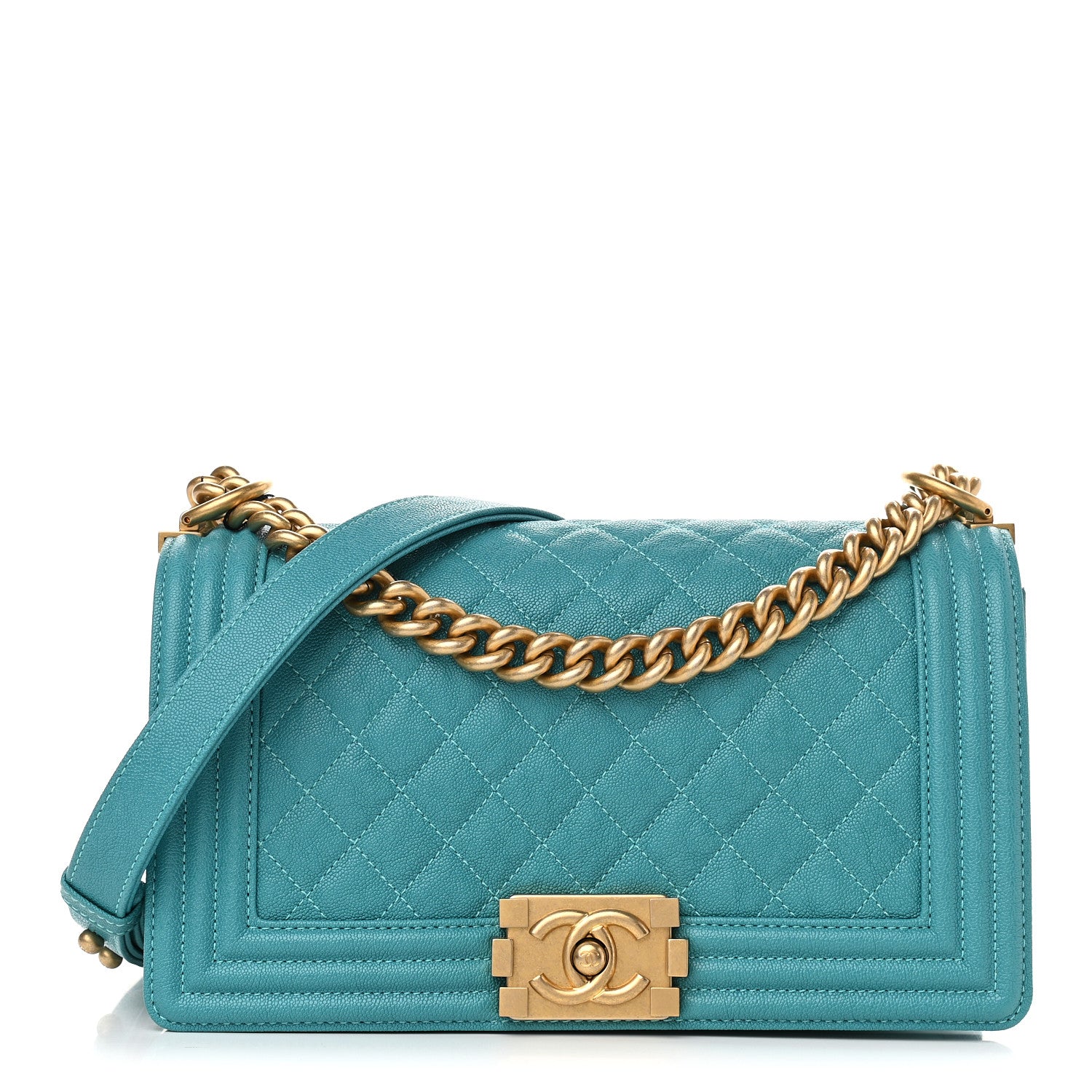 Chanel Caviar Quilted Medium Boy Flap Turquoise 1 of 9