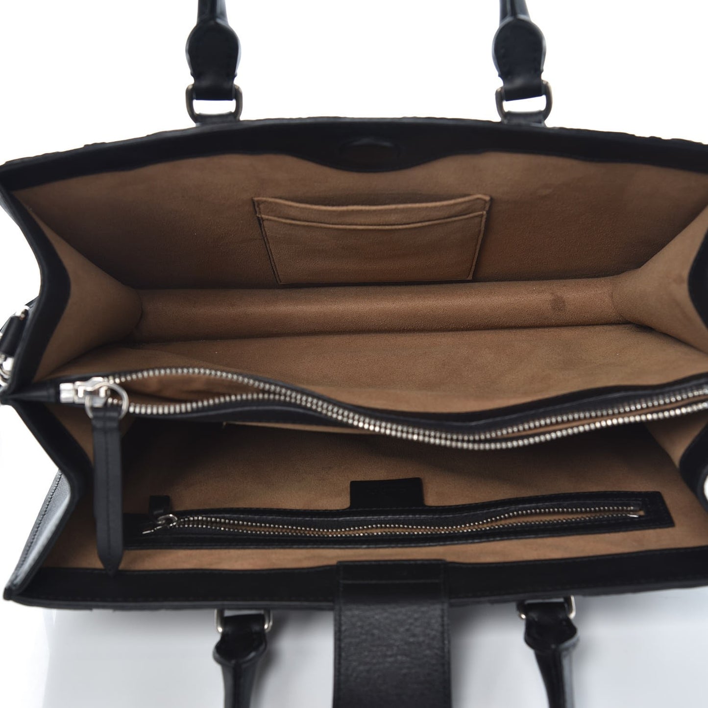 GG Supreme Monogram Arabesque Small Top Handle Bag Beige Black